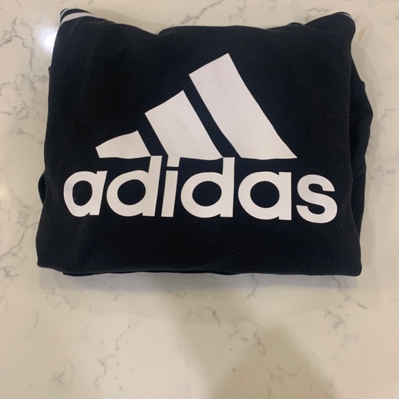 Adidas Men's Black White Striped Pullover Hoodie - Size M - Excellent Condition - Picture 5 of 5